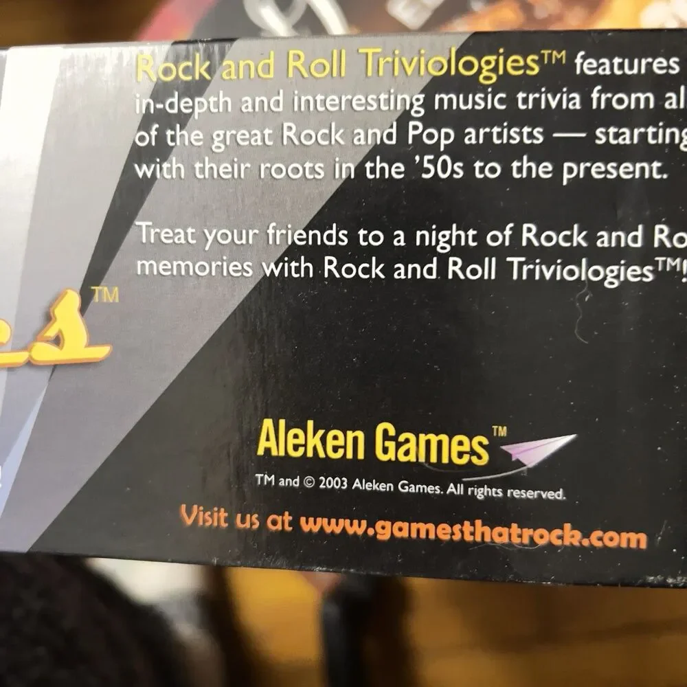 VTG Rock & Roll Triviologies Music Trivia Aleken Complete Board Game 2003